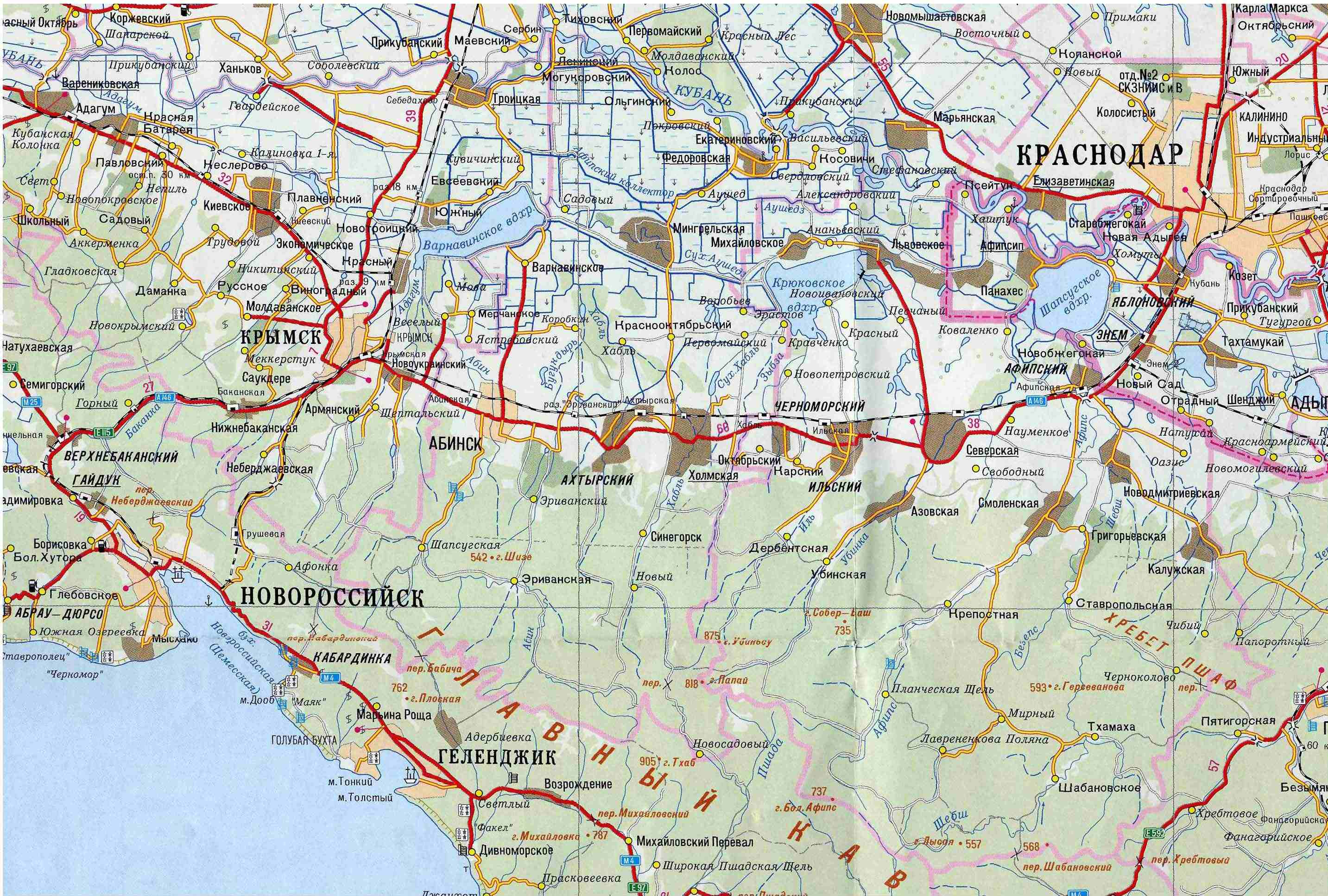 Станицы Краснодарского края на карте